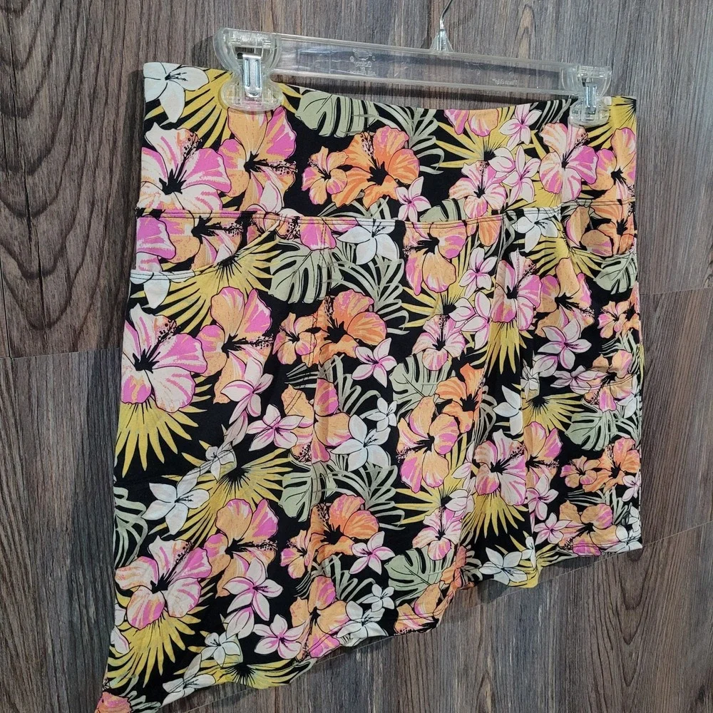 Tribal Sport Activewear Skort Sz L Multicolor Tropical Floral Golf Tennis Nylon